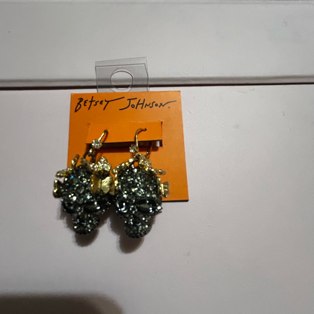 Betsey Johnson Skull Earrings with Butterflies - Picture 2 of 8